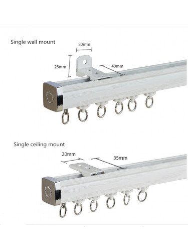 CHR44 Big Wood Grain Curtain Tracks Ceiling/Wall Mount