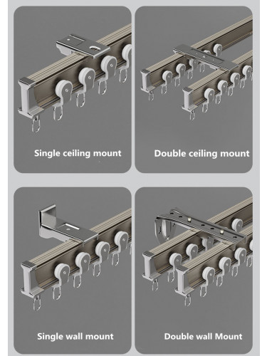 CHR45 Bendable Ivory and Champagne Curtain Tracks Ceiling/Wall Mount For Corner Windows