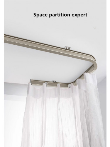 CHR45 Bendable Ivory and Champagne Curtain Tracks Ceiling/Wall Mount For Corner Windows