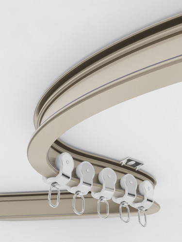 CHR45 Bendable Ivory and Champagne Curtain Tracks Ceiling/Wall Mount For Corner Windows(Color: Champagne)