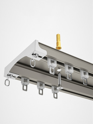 CHR51 Ceiling/Wall Mounted Aluminum Alloy Double Curtain Tracks 