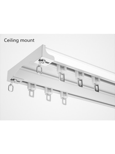 CHR51 Ceiling/Wall Mounted Aluminum Alloy Double Curtain Tracks (Color: Ivory)