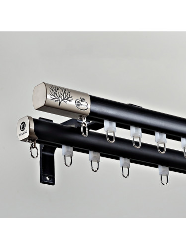 Sonder CHR55 White Silver Black Aluminum alloy Curtain Rod Set With Rollers For living room