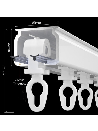 Thick Wave Fold Curtain Tracks Ceiling/Wall Mount For Bay Windows Warrego