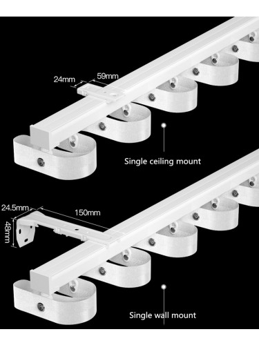 Thick Wave Fold Curtain Tracks Ceiling/Wall Mount For Bay Windows Warrego