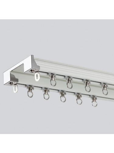 CHR61 Ivory Champagne Ceiling Mounted Thick Aluminum Alloy Double Curtain Tracks For Large L Windows/Bay Windows(Color: Ivory)