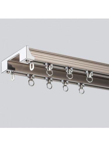 CHR61 Ivory Champagne Ceiling Mounted Thick Aluminum Alloy Double Curtain Tracks For Large L Windows/Bay Windows(Color: Champagne)