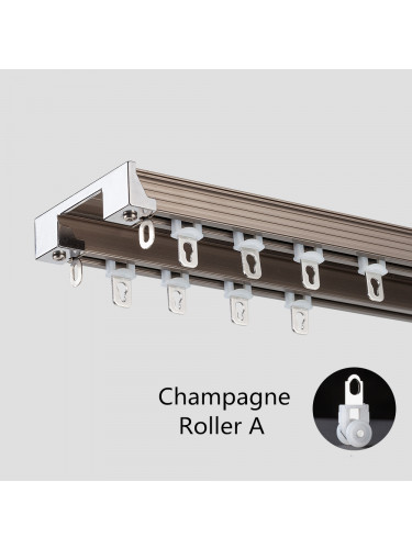 CHR61 Ivory Champagne Ceiling Mounted Thick Aluminum Alloy Double Curtain Tracks For Large L Windows/Bay Windows