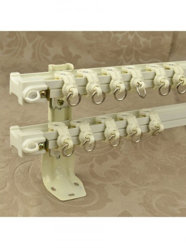 CHR6322 Camp Bendable Aluminum Alloy Double Curtain Track Set (Color: Ivory)