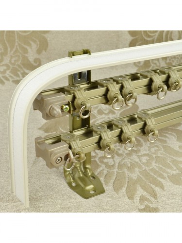 CHR6324 Camp Bendable Triple Curtain Track Set with Valance Track (Color: Light Champange)