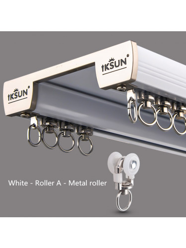 CHR66 Ceiling Mounted Double Curtain Rails For Heavy Curtains(Color: White Roller A)