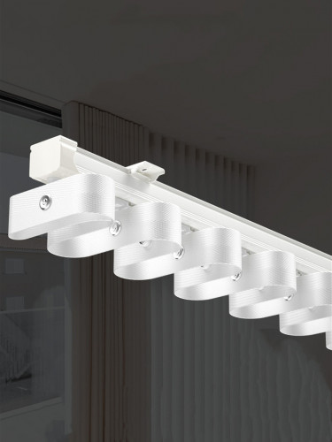 Ceiling Wall Mounted Double S-Fold Curtain Tracks Warrego(Color: White)