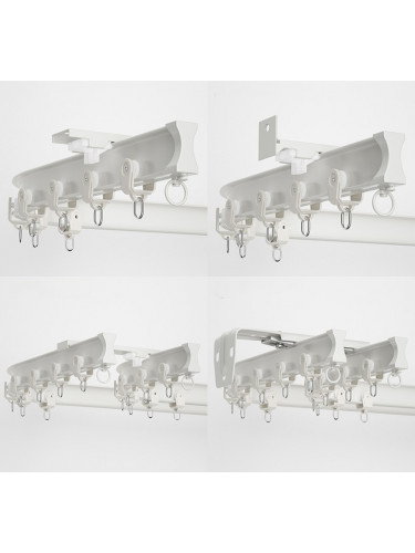 CHR68 Bendable Ivory Black Gold Curtain Tracks Ceiling/Wall Mount For Bay Window(Color: Ivory)