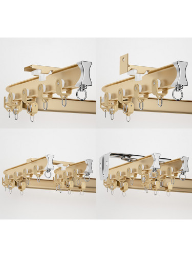CHR68 Bendable Ivory Black Gold Curtain Tracks Ceiling/Wall Mount For Bay Window(Color: Gold)