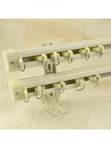 QYR7022 Aluminum Alloy Double Curtain Track Set (Color: Ivory)