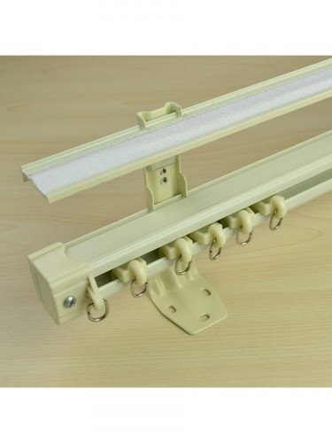 QYR7024 Triple Curtain Track Set with Valance Track (Color: Ivory)