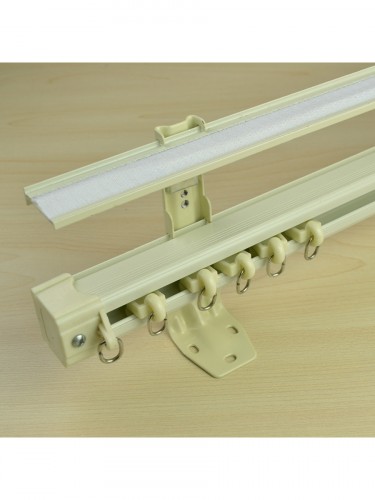 QYR7024 Triple Curtain Track Set with Valance Track (Color: Ivory)