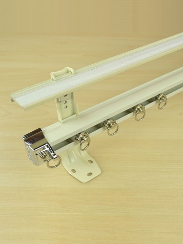 CHR7525 Double Curtain Track Set with Valance Track Wall Bracket (Color: Ivory)