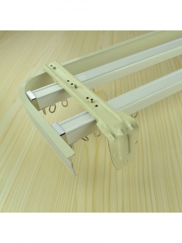 CHR7724 Wall Mounted Triple Curtain Tracks and Rails with Valance Track (Color: Ivory)