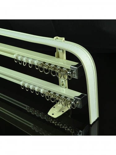 CHR7824 Ivory Wall Mounted Triple Curtain Tracks and Rails with Valance Track