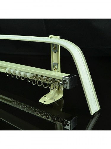 CHR7825 Ivory Wall Mounted Double Curtain Tracks and Rails with Valance Track (Color: Ivory)