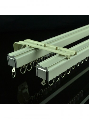 CHR8122 Ivory Double Curtain Tracks Ceiling Mount or Wall Mount Curtain Rails Wall Mounted (Color: Ivory)