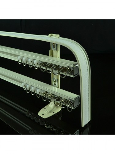 CHR8124 Ivory Triple Curtain Tracks with Valance Track Wall Mount Curtain Rails (Color: Ivory)