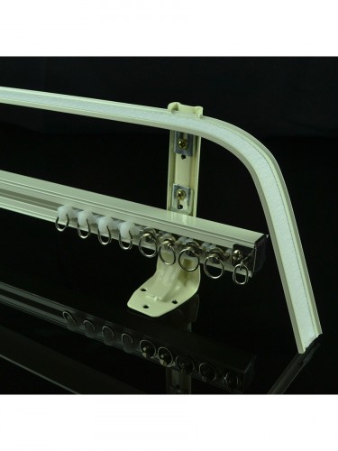 CHR8125 Ivory Double Curtain Tracks with Valance Track Wall Mount Curtain Rails (Color: Ivory)