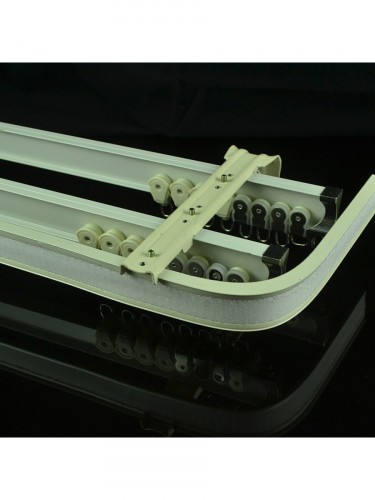CHR8224 Ivory Bendable Triple Curtain Tracks/Rails with Valance Track Wall Mount (Color: Ivory)