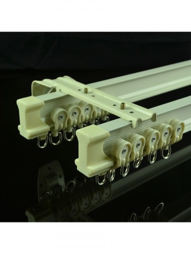 CHR8322 Ivory Bendable Double Curtain Tracks Ceiling/Wall Mount For Bay Window Wall Mount (Color: Ivory)