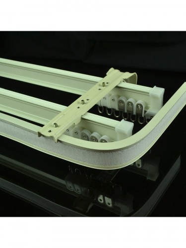 CHR8424 Bendable Triple Curtain Tracks with Valance Track Wall Mount For Bay Window Wall Mount (Color: Ivory)