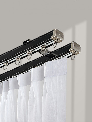 White Black Silent Gliss Heavy Duty Curtain Tracks With Gliders
