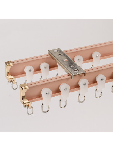 Curved Silent Gliss Single/Double Curtain Tracks For Bay Windows(Color: Rose gold)