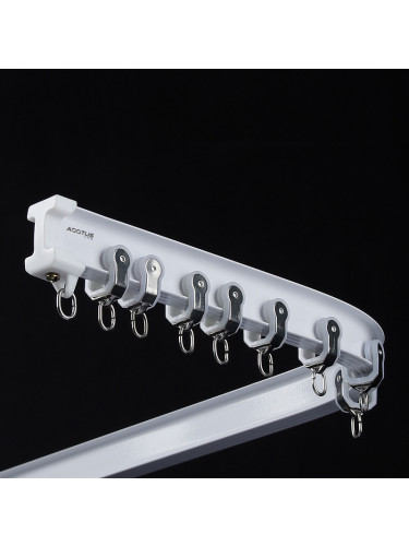 CHRY22 White Bendable Curtain Tracks S Fold For Corner Windows(Color: White metal gliders)