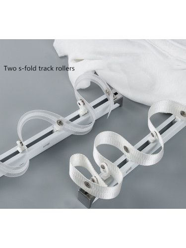 CHRY24 White Button S Fold/Wave Fold Curtain Tracks For Living Room