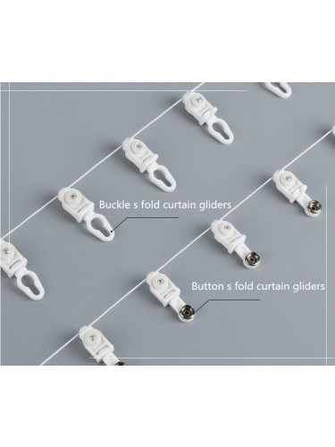 CHRY24 White Button S Fold/Wave Fold Curtain Tracks For Living Room