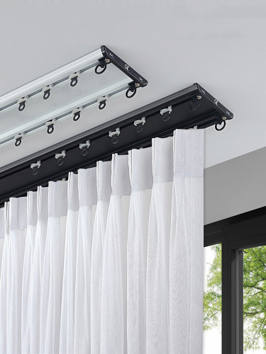 CHRY36 Concealed Aluminium Ceiling Double Curtain Tracks White Black 