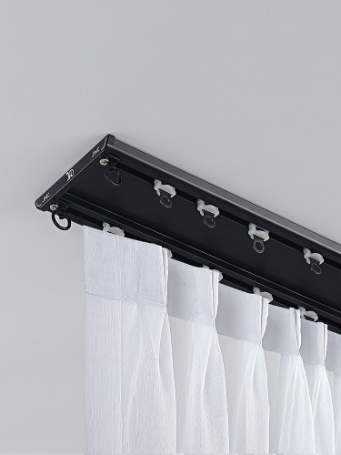 CHRY36 Concealed Aluminium Ceiling Double Curtain Tracks White Black(Color: Black)