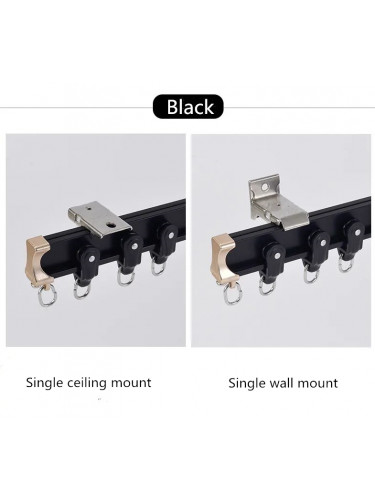 Bay Window Single Flexible Curtain Track Ceiling Wall Mount(Color: Black)