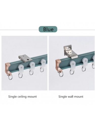 Bay Window Single Flexible Curtain Track Ceiling Wall Mount(Color: Blue)