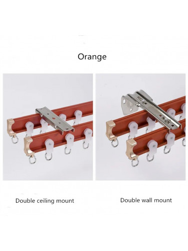 Double Ceiling Mount Curved Drapery Track For Bay Windows(Color: Orange)