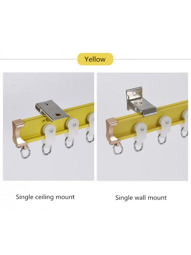Bay Window Single Flexible Curtain Track Ceiling Wall Mount(Color: Yellow)