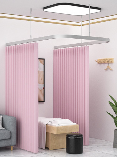 Hospital Curtains And Ceiling Tracks Room Divider 8 Colours(Color: Pink)