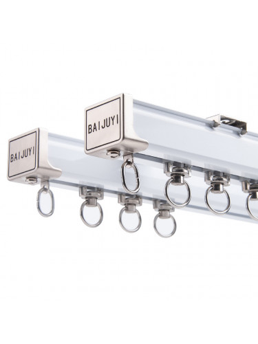 CHRY54 Big White Curtain Rails Metal Bearing Roller Ceiling/Wall Mount