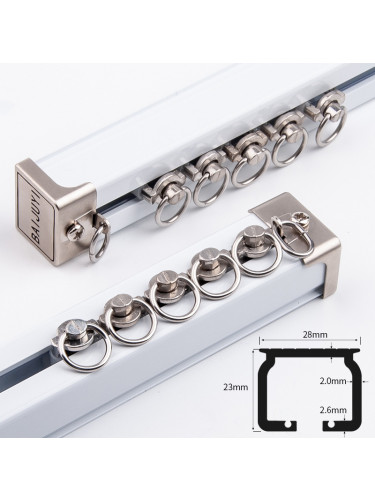 CHRY54 Big White Curtain Rails Metal Bearing Roller Ceiling/Wall Mount