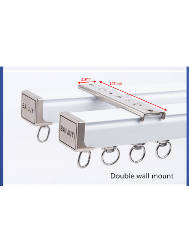 CHRY54 Big White Curtain Rails Metal Bearing Roller Ceiling/Wall Mount