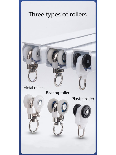 CHRY54 Big White Curtain Rails Metal Bearing Roller Ceiling/Wall Mount