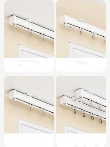 CHRY86 Heavy Duty Silent Gliss Curtain Tracks Ceiling Wall Mounts(Color: White)