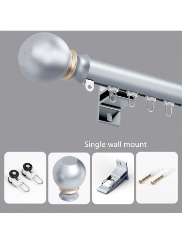 CHT01 Sonder Ball Curtain Rods With Track Gliders Customize(Color: Grey)