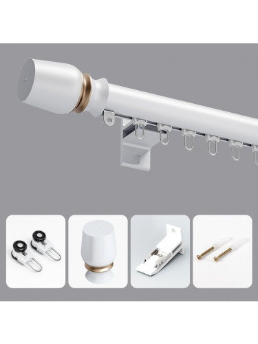 CHT02 Sonder White Black Grey Curtain Rods With Rail Gliders(Color: White)